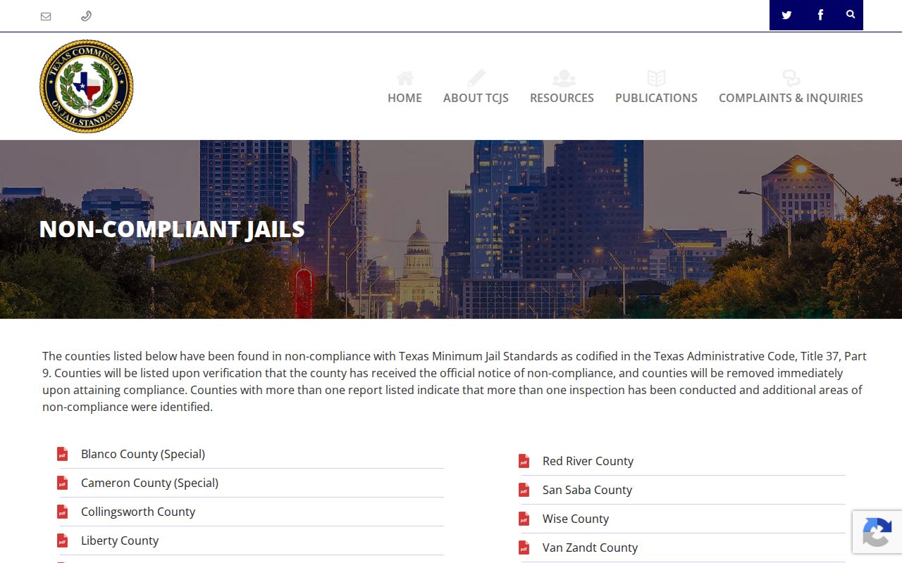 Red River County Jail release records and state compliance page