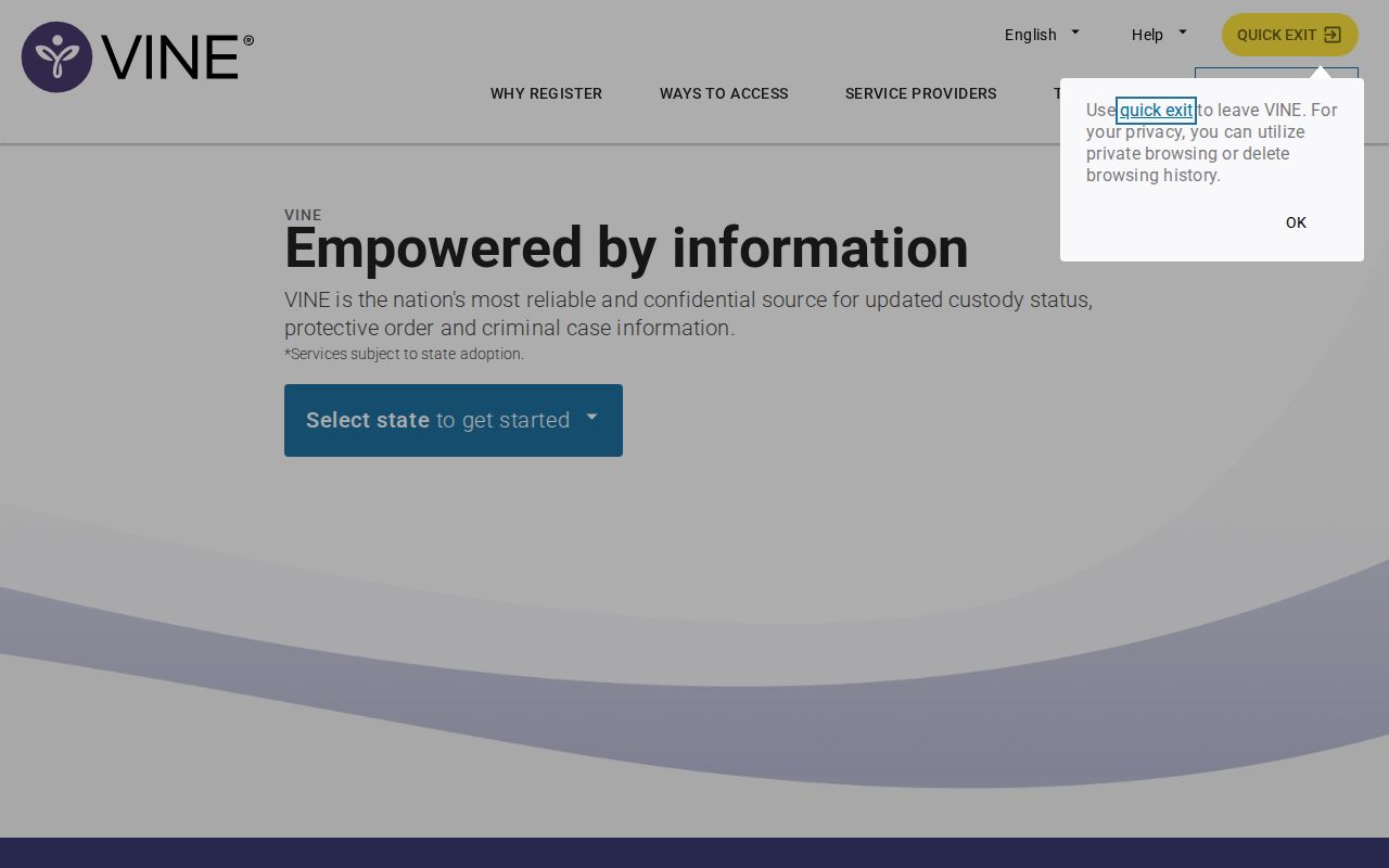 Legacy VINELink landing page referenced by Red River County